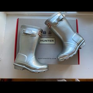 Hunter toddler boys girls silver rain boots size 8